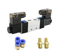 Elettrovalvola 220V Pneumatica 4V220-08 Aria 5 vie 2 posizioni 1/4quot Bobina Lega interna DC 12V DC 24V AC110V(PC 10mm Fittings,AC220)