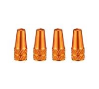 Elettrovalvola 4 tappi for valvole Presta in lega di alluminio for pneumatici da bici da corsa su strada, valvola, ruota, camera d'aria Valvola(Orange)