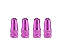 Elettrovalvola 4 tappi for valvole Presta in lega di alluminio for pneumatici da bici da corsa su strada, valvola, ruota, camera d'aria Valvola(Purple)