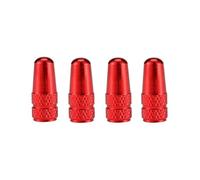 Elettrovalvola 4 tappi for valvole Presta in lega di alluminio for pneumatici da bici da corsa su strada, valvola, ruota, camera d'aria Valvola(Red)
