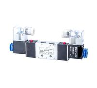 Elettrovalvola 4v220-08 a doppia testa, doppio controllo, 5 vie, 2 posizioni, con raccordi, 1 pezzo(valvola solenoide, DC12V)