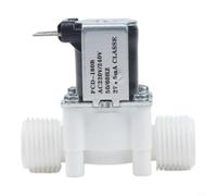 Elettrovalvola da 1/2 pollice normalmente chiusa per il controllo dell'acqua, alloggiamento in plastica e metallo, campo di pressione 0,02-0,8 MPa, temperatura 0-90 °C, compatibile con sistemi da 12 V
