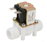 Elettrovalvola da 1/2 pollice normalmente chiusa per il controllo dell'acqua, alloggiamento in plastica e metallo, campo di pressione 0,02-0,8 MPa, temperatura 0-90 °C, compatibile con sistemi da 12 V