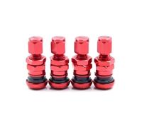 Elettrovalvola Kit di 4 valvole for pneumatici con bulloni in metallo for auto, camion e moto, con tappo antipolvere, accessori for auto Valvola(Red)