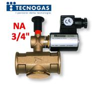 Elettrovalvola per gas in ottone a riarmo manuale Ø 3/4'' FF normalmente aperta