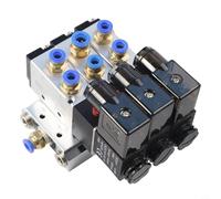 Elettrovalvola pneumatica 4V210-08, 24V DC 2-Position 5-Way Valvola di controllo dell'aria con base (6mm), corpo in alluminio, .5-8 kgf/cm²