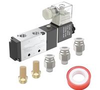 Elettrovalvola pneumatica 4V210-08 2position 5way 12V/24V/110V/220V Cilindro Valvola di inversione Single Coil Pilot-Operated Electric Valve 220V elettromagnetica Valvola di controllo (/DC12V) (-DC24V
