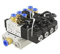 Elettrovalvola pneumatica DC24V AC220V 4V110-06 con testa da 6 mm e set base a caricamento rapido da 2-10 posizioni for l'automazione(7 bits AC220V)