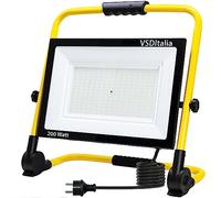 ELETTROWATT - Faro LED da lavoro 200W, 16000 lm, luce bianca 4000K - portatile, impermeabile, supporto pieghevole, per uso interno ed esterno, officina, giardino, cantiere, garage, imbianchino