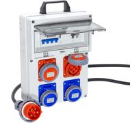 ELETTROWATT - Quadro Elettrico di Distribuzione Industriale da Cantiere ASC Portatile IP67-2 Prese 16A 220V e 2 Prese 16A 380V 4poli Magnetotermico da 16A e fungo di emergenza e Spina trifase 5 Poli