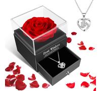 ELEUTH Idea regalo eterna vera rosa per donne, fiore in scatola infinito con collana a cuore, regalo per la mamma, San Valentino, matrimonio, Natale