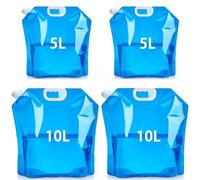 ElevaPulse 4 taniche per acqua pieghevoli (2 x 5 l e 2 x 10 l), contenitore per acqua portatile con coperchio denso, tanica per acqua, campeggio, attività all'aperto, accessori da campeggio, accessori