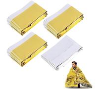 ElevaPulse Coperta di salvataggio oro argento - 4 pezzi coperta di emergenza, coperta termica, resistente alle intemperie e riutilizzabile per campeggio e primo soccorso