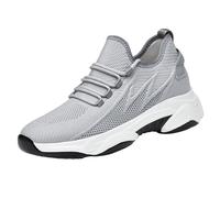 Elevate, scarpe da uomo invisibili, elevate, ultra leggere, sportive, 6/8/10 cm, più grandi, traspiranti, con lacci, grigio, 6 cm, 40 EU