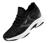 Elevate Shoes - Scarpe da ginnastica da uomo, 8 cm, invisibili, in rete, traspiranti, leggere, comode, per il tempo libero, per corsa, attività all'aperto, O nero., 37 EU
