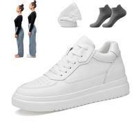 Elevateshoes White Casual,Invisible Elevate Shoes for Herren And Damen,4/6/8/10 cm Height Increasing Sneakers, Breathable (White 4cm, Adulto, 38, Numero, Sistema Taglie Calzature EU, Media)
