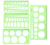 ElevateTech Stencil circolare per disegnare, 4 pezzi, righello geometrico, righello per stencil circolare, in plastica, modello circolare, righello per fori per la scuola, l'ufficio