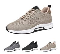 Elevator - Scarpe da ginnastica da uomo, in rete, ammortizzate, per il tempo libero, per camminate, leggere, estive, con plateau, cachi, 41 EU