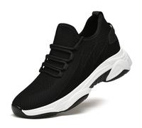 Elevator Scarpe da uomo 6 cm Ascensore Sneaker in rete traspirante Elevate Shoes Scarpe stringate Lace-up Casual leggere scarpe sportive per il tempo libero primavera estate scarpe da trekking, nero
