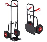 Elevon Carrello pieghevole a mano e carrello, carrello con piattaforma con manico telescopico 2 ruote, carrello a mano resistente per bagagli, viaggi, traslochi, nero