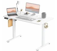 Elevon Scrivania elettrica regolabile in altezza - 121,9 x 61 cm per sedersi per stare in piedi con bordo giunto, tavolo per computer da casa e ufficio con 2 ganci e foro per filo per il lavoro