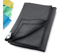 ELEXACLEAN Panno asciugatutto microfibra, panno a nido d'ape premium (2 pezzi, 60x40 cm, antracite) molto morbido per auto, vetro, cucina, stoviglie e bagno