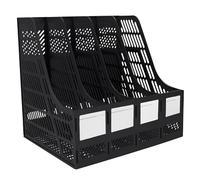 Elezeal Portariviste A4 con 4 scomparti verticali per libreria, portadocumenti, divisorio, organizer da scrivania, per ufficio, casa, organizzazione e archiviazione, nero