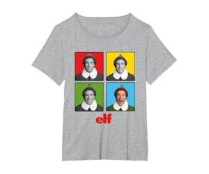 Elf Buddy Quattro Volti Maglietta, Donna Plus-Size, Grigio Melange, 1X