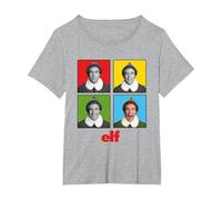 Elf Buddy Quattro Volti Maglietta, Donna Plus-Size, Grigio Melange, 6X