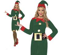 Elf Costume di Babbo Natale Piccolo Aiutante Folletto Donna Natalizio UK 8-1