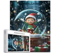 Elf in the Snow Globe - Puzzle da 1000 pezzi per adulti, mini albero di Natale, puzzle colorato fai da te per la decorazione della casa, regali, puzzle per famiglia, perfetto per serate di gioco, 50 x