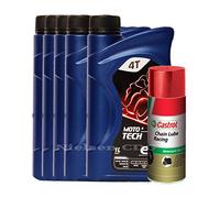 Elf moto 4 Tech 10 W50 moto olio motore 5 x L = l + grasso spray Racing 400 ml