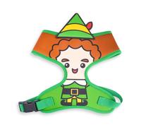Elf Pet Harness, Dog Collar Plastic Buckle, Chibi Buddy The Elf Face with Hat Ap