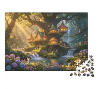 Elf Treehouse Jigsaw Puzzles 1000 Pieces Recycled Fairy Tale Forest Senior Puzzles Party Game Props Great Gift Idea for Family e Friends Birthdays 70x50cm/1000pcs