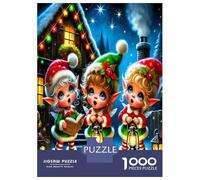 Elf Trio Gift Light 1000 Pezzi Puzzle Classico Festive Holiday Frolic Bundle Puzzle Cartone Extra Spesso - Anti-stress E Viaggio, Regalo Natale, Per Adulti E Bambini over 12 Anni 70x50cm/1000pcs