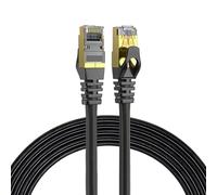 Elfcam - 1,5 Metri Cavo Ethernet Cat 7, Rotondo RJ45 Cavo di Rete LAN, Ad Alta Velocità Cavo Dati Internet, 6mm Diametro del Cavo 100% Rame, STP, 28 AWG, Nero, 1,5m