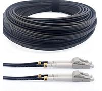 Elfcam® - 100M/328ft Cavo Fibra Ottica con Armatura in Acciaio Corrugato LC/UPC per LC/UPC OM3 Multimodale Duplex 50/125um LSZH, Adatto per Installazioni Esterne e Interne, Nero, 100M