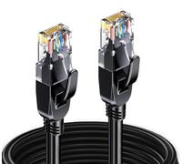 Elfcam - 12 Metri Cavo Ethernet Cat 7, Rotondo RJ45 Cavo di Rete LAN, Ad Alta Velocità Cavo Dati Internet, 6mm Diametro del Cavo 100% Rame, STP, 28 AWG, Nero, 12m