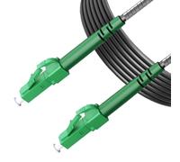 Elfcam® - 15m Cavo in Fibra Ottica da LC/APC a LC/APC Blindato in Acciaio, Adatto per Installazioni All'interno e All'esterno,Monomodale Simplex 3,0 mm Nero(15M)