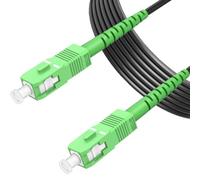 Elfcam® - 15m Cavo in Fibra Ottica da SC/APC a SC/APC Blindato in Acciaio, Adatto per Installazioni All'interno e All'esterno,Monomodale Simplex 3,0 mm Nero(15M)