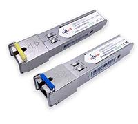 Elfcam® - 2 Pezzi SFP 1,25Gb, Connettore Cavo in Fibra Ottica Monomodale SC, TX1310nm / TR1550nm e TX1550nm / TX1310nm, 10KM DDM