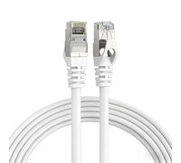 Elfcam - 25 m Cavo Ethernet RJ45 Cat 7, STP 100% Rame, 10 Gbps 600 MHz, Cavo di Rete Schermato Rotondo, Compatibile con Box, PC, TV e Console - Bianco