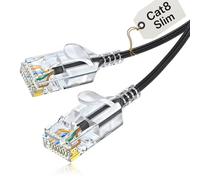 Elfcam® - 25m Slim Cavo Ethernet Cat 8 sottile, cavo LAN WAN, Cat 8 SFTP 32AWG, 2000Mhz 40Gbps con Connettori RJ45 di alta qualità, nero rotondo (25M)
