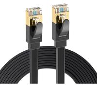 Elfcam® - 3 Metri Cavo Ethernet Cat 7, Piatto RJ45 Cavo di Rete LAN, 100% Rame, 32AWG, Nero, 3m