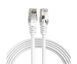 Elfcam - 30 m Cavo Ethernet RJ45 Cat 7, STP 100% Rame, 10 Gbps 600 MHz, Cavo di Rete Schermato Rotondo, Compatibile con Box, PC, TV e Console - Bianco