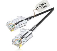 Elfcam® - 30m Slim Cavo Ethernet Cat 8 sottile, cavo LAN WAN, Cat 8 SFTP 32AWG, 2000Mhz 40Gbps con Connettori RJ45 di alta qualità, nero rotondo (30M)
