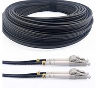 Elfcam® - 50M/164ft Cavo Fibra Ottica con Armatura in Acciaio Corrugato LC/UPC per LC/UPC OM3 Multimodale Duplex 50/125um LSZH, Adatto per Installazioni Esterne e Interne, Nero, 50M