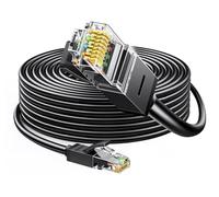 Elfcam® - Cat7 Cavo di Rete Ethernet, Cavo Rotondo con Connettori RJ45, Rame Puro, Coppia Torsata Schermata SFTP, Alta Velocità Fino a 10 Gbps (25m, Nero)