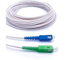 Elfcam® - Cavo di prolunga in fibra ottica ( Freebox ) - Giarrettiera Simplex Monomodale SC-APC a SC-UPC - Schermatura e connettore rinforzato - Perdita molto affidabile - Bianco, 25 m