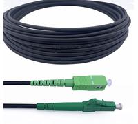 Elfcam® - Cavo Fibra Ottica con Armatura in Acciaio Corrugato LC/APC per SC/APC Simplex Monomodale, OS2 9/125µm, Nero (15M)